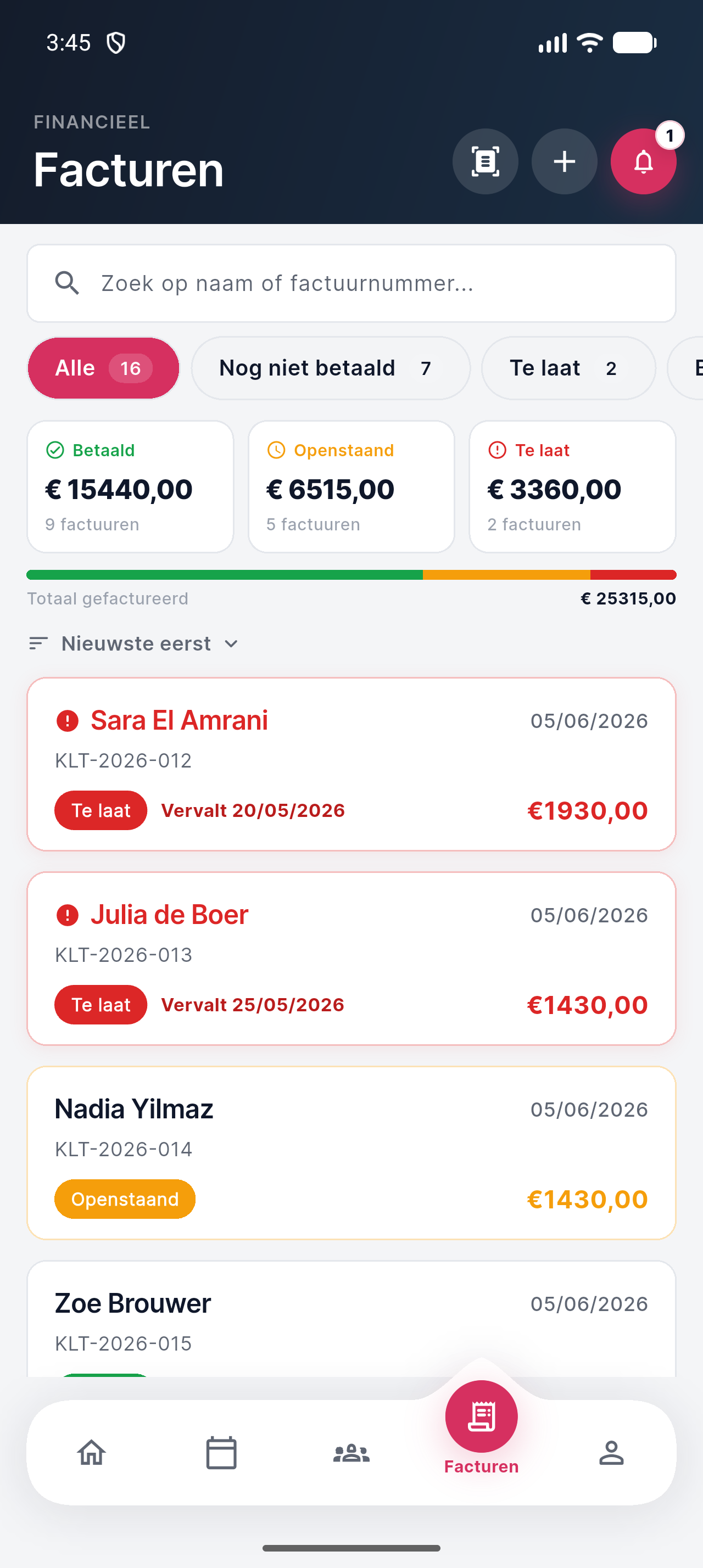 Facturen overzicht