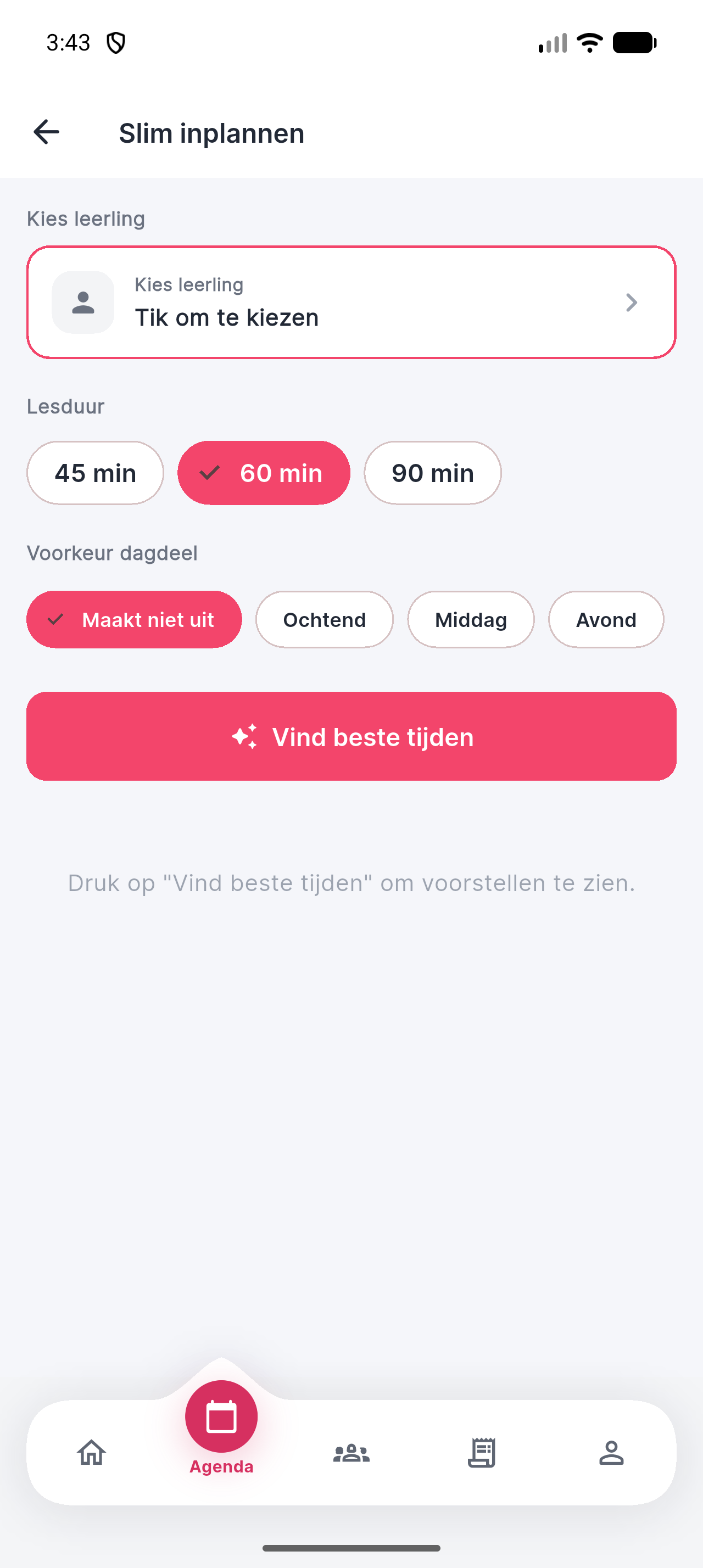 Slim Inplannen scherm